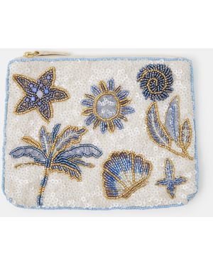 Accessorize Beach Sequin Pouch - White