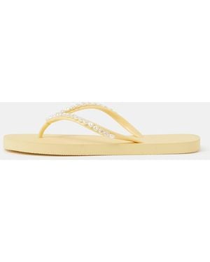 Accessorize Pearl Flip Flops - White