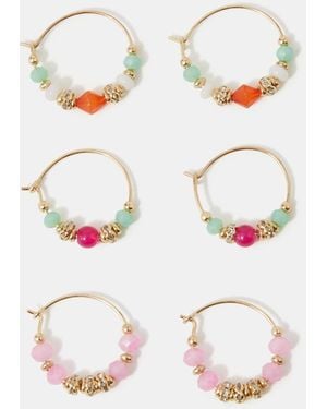 Accessorize 3-Pack Mini Beaded Hoop Earrings - Grey