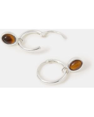 Accessorize Sterling Healing Stone Hoop Earrings - White
