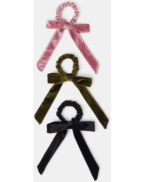 Accessorize 3-Pack Bow Velvet Hair Scrunchies - Black