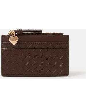 Accessorize Woven Card Holder - Brown
