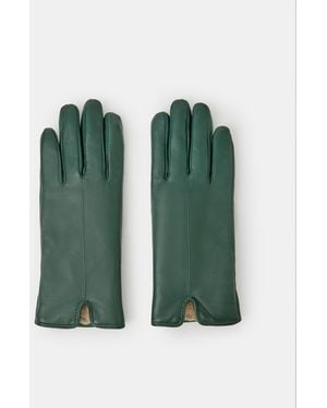 Accessorize Faux Fur Lined Leather Gloves - Green