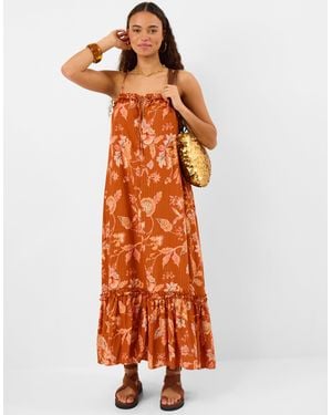 Accessorize Floral Shimmer Sleeveless Maxi Dress - Orange