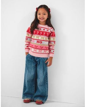 Accessorize Girls Fair Isle Christmas Jumper Multi, Little Girl's - Red