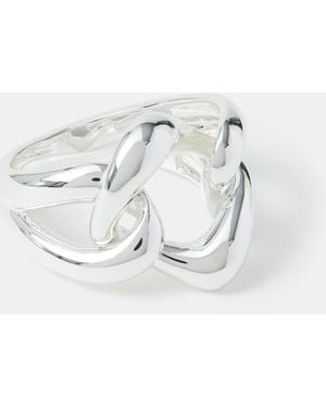 Accessorize Sterling-Plated Chunky Link Ring - Metallic