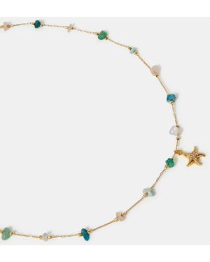 Accessorize 14Ct-Plated Semi Precious Pendant Necklace - Brown
