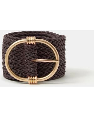 Accessorize Wide Woven Belt - Brown
