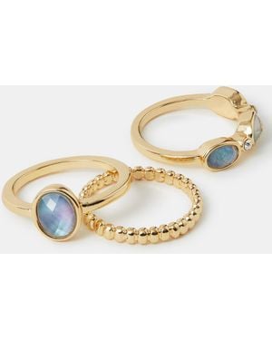 Accessorize 3-Pack Stone Rings - Natural