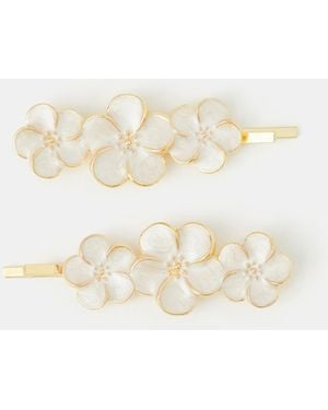 Accessorize 2-Pack Pearl Flower Hair Slides - White