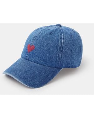 Accessorize Heart Denim Baseball Cap - Blue