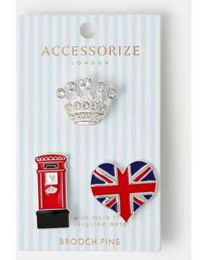 Accessorize 3-Pack London Brooch Pins - White