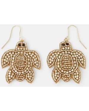 Accessorize Turtle Embellished Drop Earrings - Metallic
