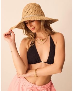 Accessorize Sparkle Floppy Straw Hat - Natural