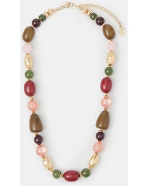 Accessorize Chunky Resin Beaded Collar Necklace - White