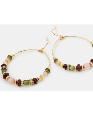 Accessorize Beaded Wire Hoop Earrings - White