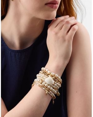 Accessorize 10-Pack Sealife Charm Pearl Stretch Bracelets - Black