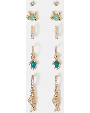 Accessorize 5-Pack Fish Stud & Hoop Earrings - White