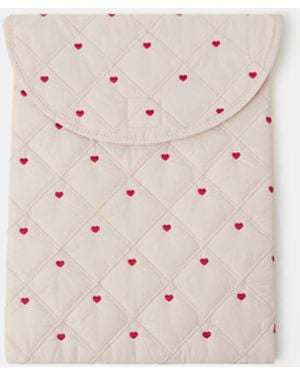 Accessorize Heart Quilted Laptop Case - White