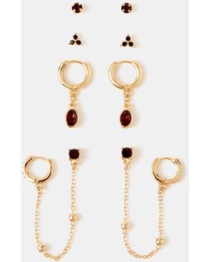 Accessorize 5-Pack Gem Stud & Chain Hoop Earrings - White