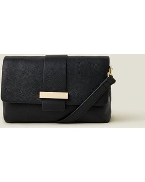 Accessorize Leather Metal Bar Cross-Body Bag - Black