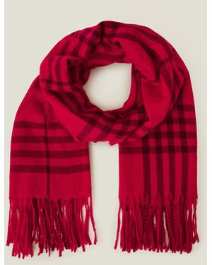 Accessorize Check Blanket Scarf - Red