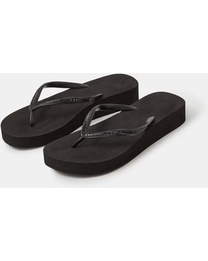 Accessorize Embellished Wedge Flip Flops - Black