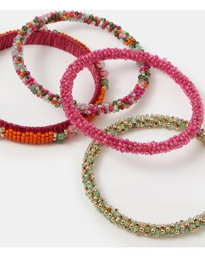Accessorize 4-Pack Beaded Bangles - Pink