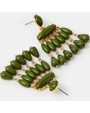 Accessorize Beaded Chandelier Drop Earrings - Green