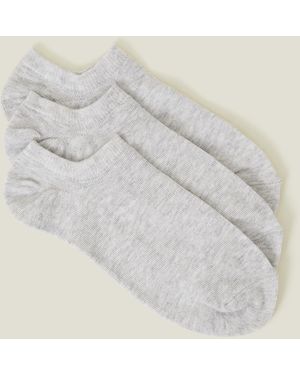Accessorize Cotton 3-Pack Trainer Socks - Natural