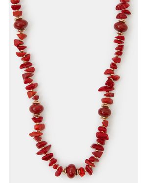 Accessorize Glass Beaded Necklace - Red