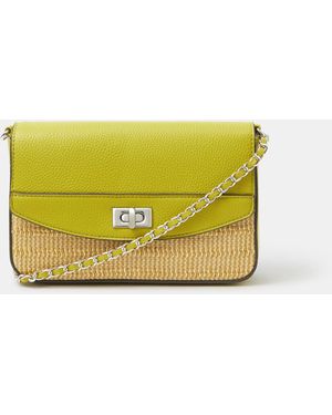 Accessorize Twistlock Raffia Crossbody Bag - Blue