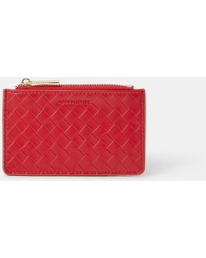 Accessorize Woven Card Holder - Red