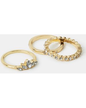 Accessorize 3-Pack Diamanté Stacking Rings - Natural