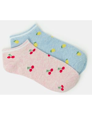 Accessorize Fruit Print Trainer Sock Set - Blue