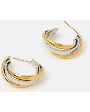Accessorize Stainless Steel Mixed Metal Twist Hoop Earrings - Metallic