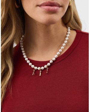 Accessorize Beaded Pearl Necklace - Red