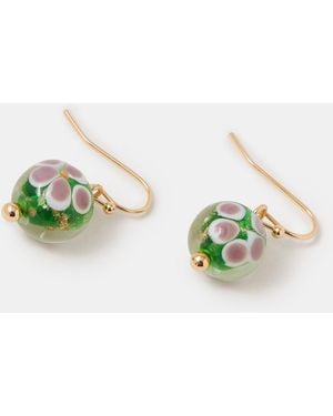 Accessorize Glass Bead Drop Earring - Green