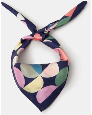 Accessorize Retro Spot Square Satin Scarf - Blue