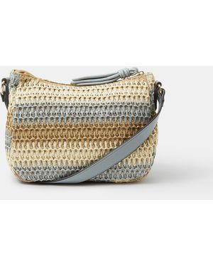 Accessorize Stripe Woven Cross Body Bag - Blue