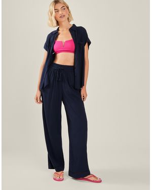 Accessorize Embroidered Wide Leg Trousers - Blue