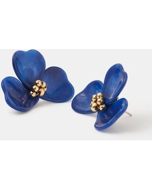 Accessorize Resin Flower Stud Earrings - Blue