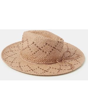 Accessorize Woven Straw Fedora Hat - Natural