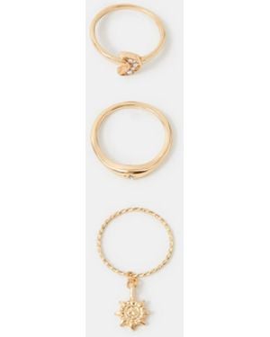 Accessorize 3-Pack Sun Charm Rings - White