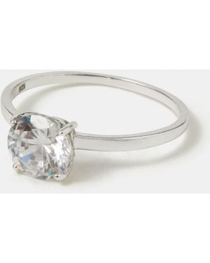 Accessorize Sterling Round Cut Engagement Ring - White