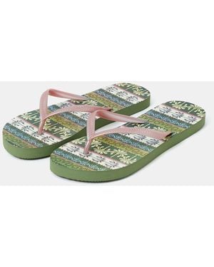 Accessorize Palm Print Flip Flops - Green