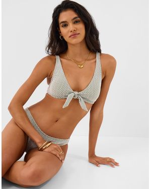 Accessorize Geometric Textured Tie Bikini Top - Brown
