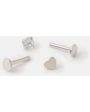 Accessorize 2-Pack Surgical Steel Heart Flatback Studs - Natural
