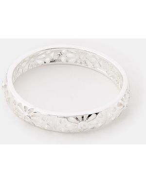 Accessorize Sterling-Plated Filigree Band Ring - White