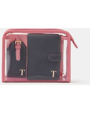 Accessorize Initial Passport Holder & Luggage Tag - Blue